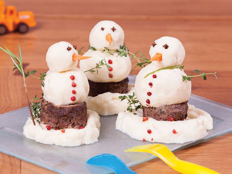 Snowman Recipe from Meatballs and Mashed Potatoes